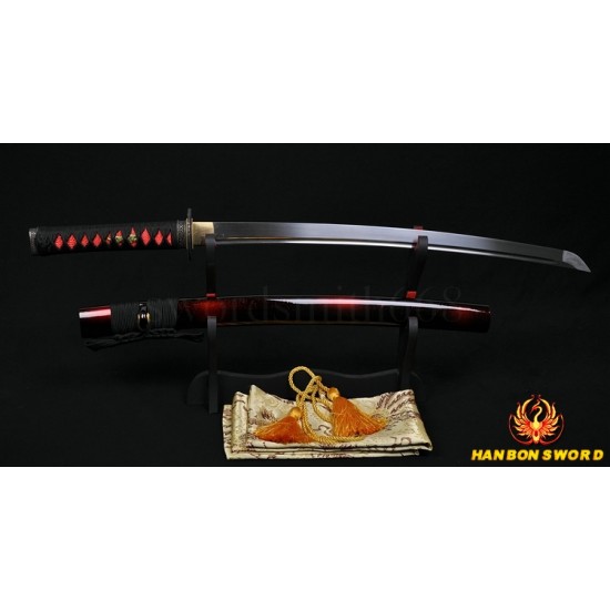 Dragon Koshirae Damascus Steel Oil Quenched Full Tang Blade Hand Made Japanese Samurai Sword WAKIZASHI