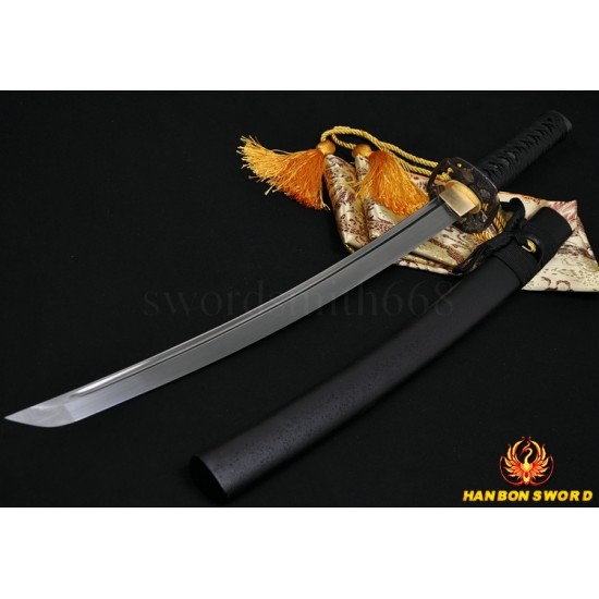 Fully Hand Forged Damascus Steel Oil Quenched Full Tang Blade Japanese Samurai Sword Wakizashi