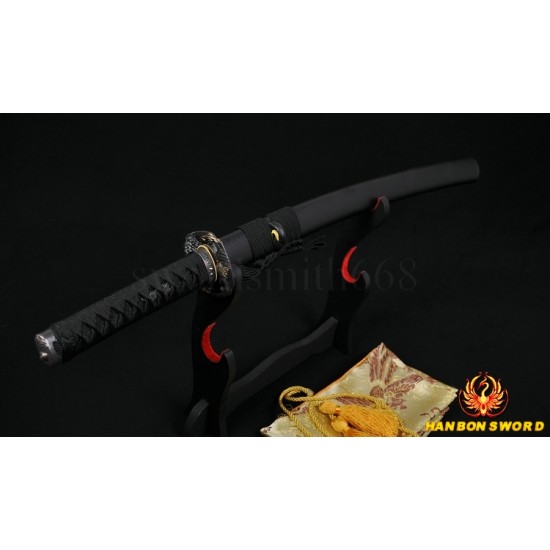 Fully Hand Forged Damascus Steel Oil Quenched Full Tang Blade Japanese Samurai Sword Wakizashi