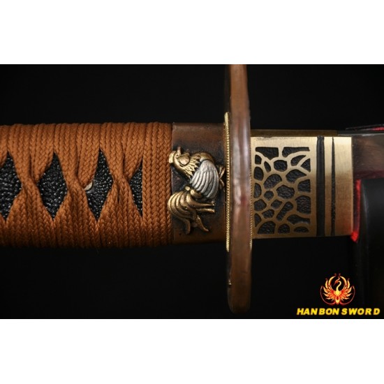 Fully Hand Forged Damascus Steel Clay Tempered Blade Japanese Samurai Sword Wakizashi