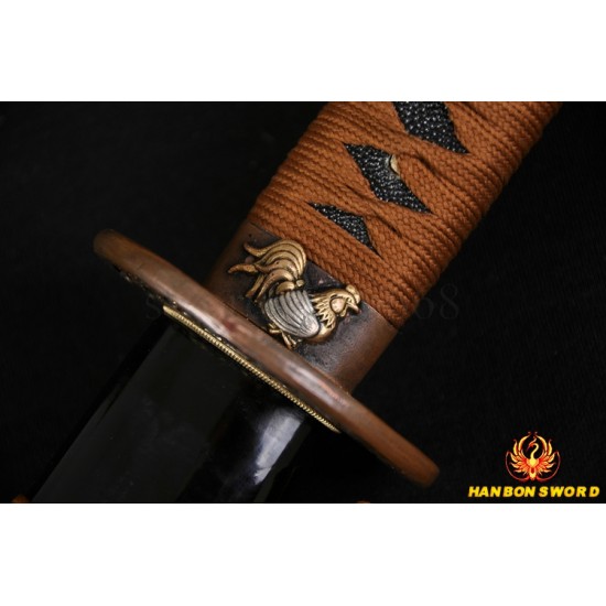 Fully Hand Forged Damascus Steel Clay Tempered Blade Japanese Samurai Sword Wakizashi