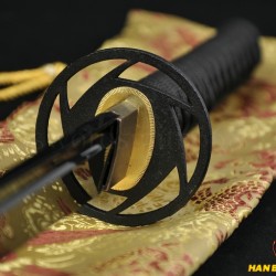 Japanese ninja sword black Blade Oil Quenched Full Tang traditional handmade
