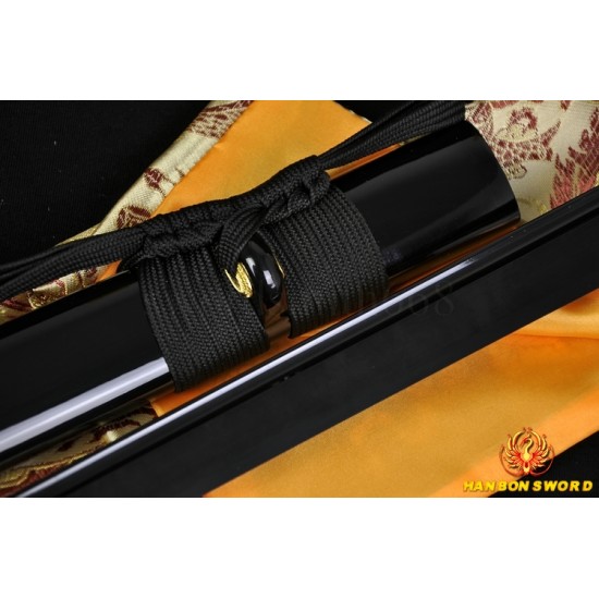 Japanese ninja sword black Blade Oil Quenched Full Tang traditional handmade