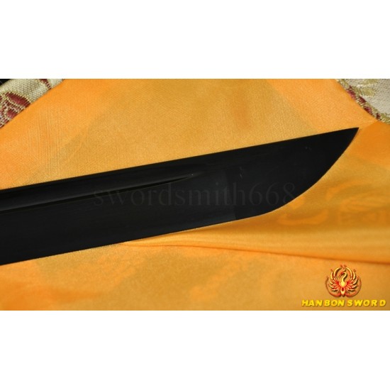 Japanese ninja sword black Blade Oil Quenched Full Tang traditional handmade