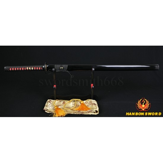 Japanese ninja sword black Blade Oil Quenched Full Tang traditional handmade