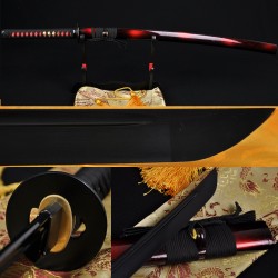 Full Hand Made Japanese SAMURAI SWORD KATANA BLACK STEEL Oil Quenched FULL TANG BLADE IRON KOSHIRAE