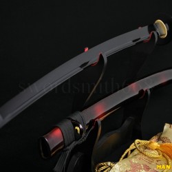 Full Hand Made Japanese SAMURAI SWORD KATANA BLACK STEEL Oil Quenched FULL TANG BLADE IRON KOSHIRAE