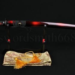 Full Hand Made Japanese SAMURAI SWORD KATANA BLACK STEEL Oil Quenched FULL TANG BLADE IRON KOSHIRAE
