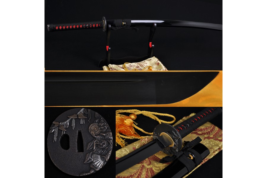 JAPANESE BLACK KATANA SWORD Oil Quenched FULL TANG BLADE