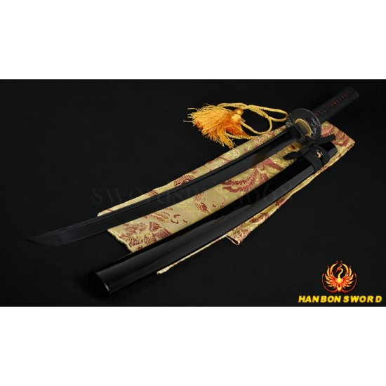 JAPANESE BLACK KATANA SWORD Oil Quenched FULL TANG BLADE