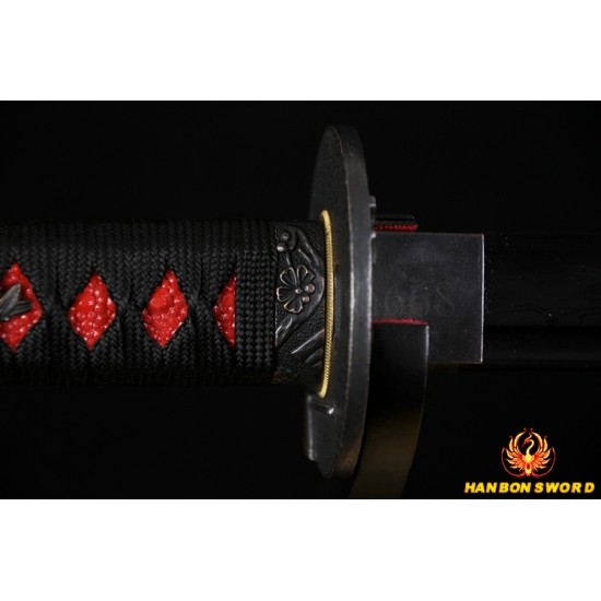 JAPANESE BLACK KATANA SWORD Oil Quenched FULL TANG BLADE