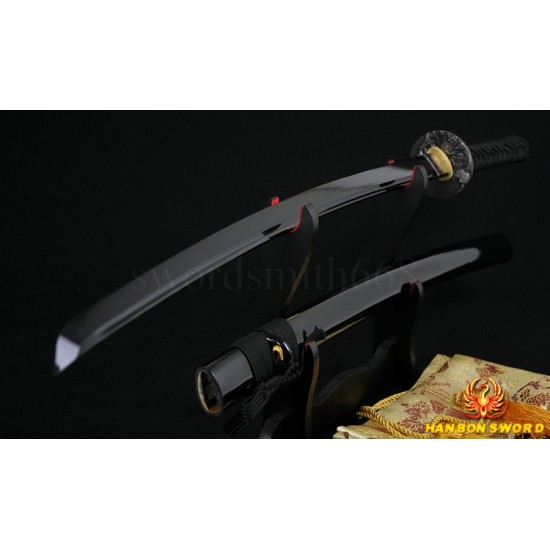 JAPANESE BLACK KATANA SWORD Oil Quenched FULL TANG BLADE