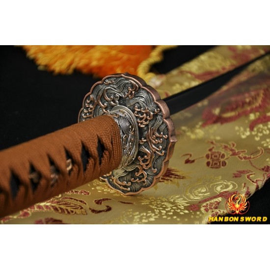 Full Hand Made Japanese SAMURAI SWORD KATANA Clay Tempered FULL TANG BLADE wave KOSHIRAE