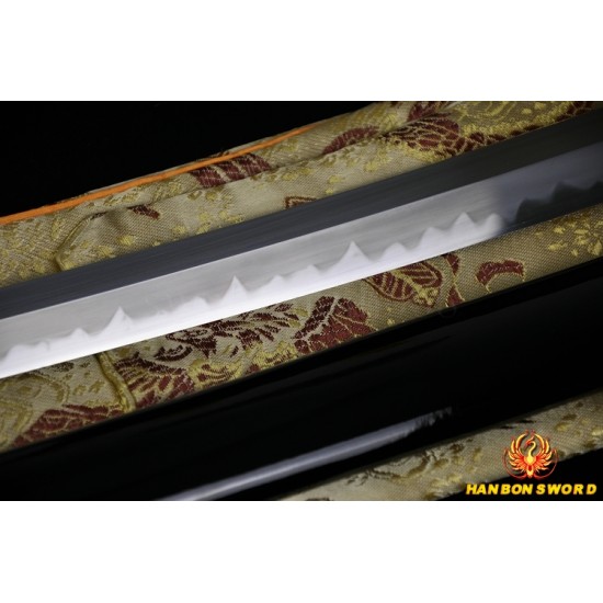 Full Hand Made Japanese SAMURAI SWORD KATANA Clay Tempered FULL TANG BLADE wave KOSHIRAE