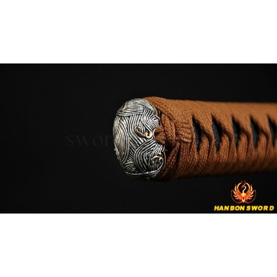 Full Hand Made Japanese SAMURAI SWORD KATANA Clay Tempered FULL TANG BLADE wave KOSHIRAE