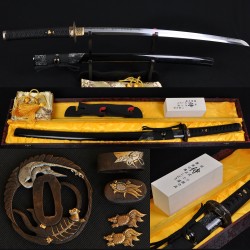 Hand Forged Full Tang Blade Clay Tempered HAZUYA Polished Japanese KATANA Samurai Sword