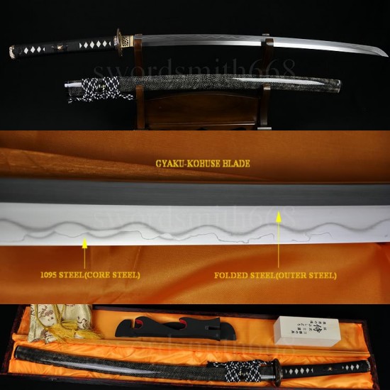 JAPANESE KATANA SWORD FULL RAYSKIN SAYA KOBUSE FULL TANG BLADE