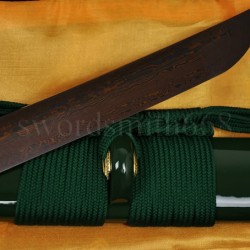 Hand Forged Black&Red Damascus Oil Quenched Full Tang Blade Brass Koshirae KATANA Japanese Sword