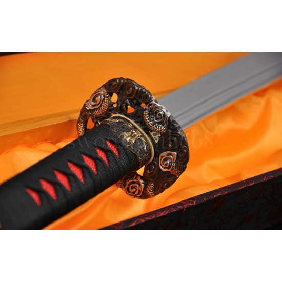 TRADITIONAL HAND FORGED NAGINATA JAPANESE SAMURAI SWORD CLAY TEMPERED BLADE