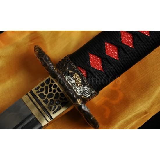 TRADITIONAL HAND FORGED NAGINATA JAPANESE SAMURAI SWORD CLAY TEMPERED BLADE