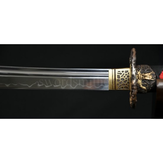 TRADITIONAL HAND FORGED NAGINATA JAPANESE SAMURAI SWORD CLAY TEMPERED BLADE