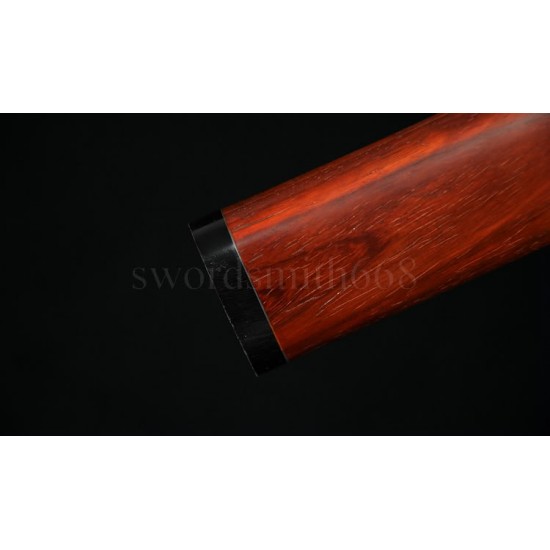 HIGH QUALITY JAPANESE SHIRASAYA SWORD Black&Red Damascus Oil Quenched Full Tang Blade Red Wood
