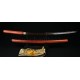 HIGH QUALITY JAPANESE SHIRASAYA SWORD Black&Red Damascus Oil Quenched Full Tang Blade Red Wood