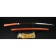 HIGH QUALITY JAPANESE SHIRASAYA SWORD Black&Red Damascus Oil Quenched Full Tang Blade Red Wood