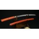 Traditional Hand Forged Japanese Shirasaya Sword KATANA T10 Steel Clay Tempered Full Tang Blade Red Wood SAYA&Handle