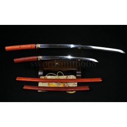 Traditional Hand Forged Japanese Shirasaya Sword Set (KATANA+WAKIZASHI) T10 SteeL Oil Quenched Full Tang Blade