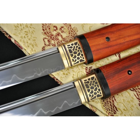 Traditional Hand Forged Japanese Shirasaya Sword Set (KATANA+WAKIZASHI) T10 SteeL Oil Quenched Full Tang Blade