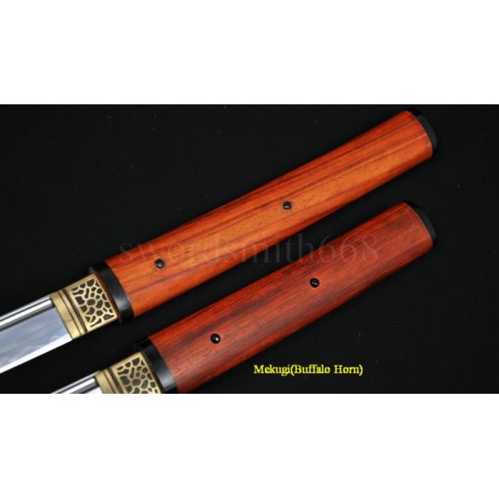 Traditional Hand Forged Japanese Shirasaya Sword Set (KATANA+WAKIZASHI) T10 SteeL Oil Quenched Full Tang Blade