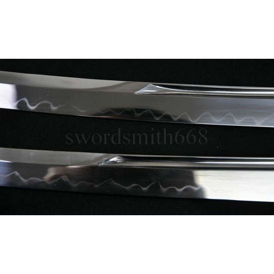 Traditional Hand Forged Japanese Shirasaya Sword Set (KATANA+WAKIZASHI) T10 SteeL Oil Quenched Full Tang Blade