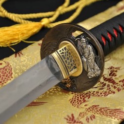 Fully Hand Forged Damascus Steel KATANA Clay Tempered Blade Rayskin Saya Japanese Samurai Sword