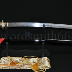 Fully Hand Forged Damascus Steel KATANA Clay Tempered Blade Rayskin Saya Japanese Samurai Sword