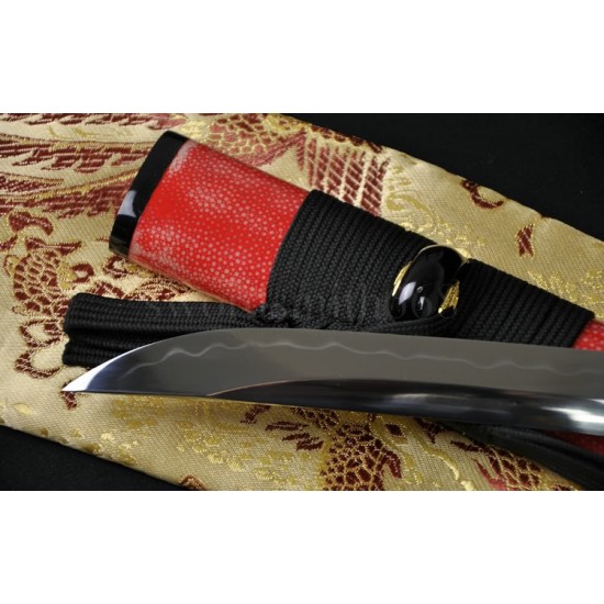 Japanese Samurai Sword KATANA Unokubi-Zukuri Full Tang Clay tempered Blade Rayskin Sheath