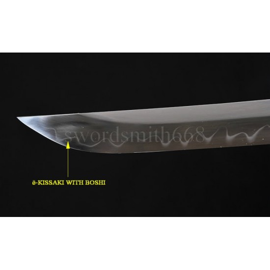 Japanese Samurai Sword KATANA Unokubi-Zukuri Full Tang Clay tempered Blade Rayskin Sheath