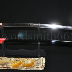 Japanese Samurai Sword KATANA Unokubi-Zukuri Full Tang Clay tempered Blade Rayskin Sheath