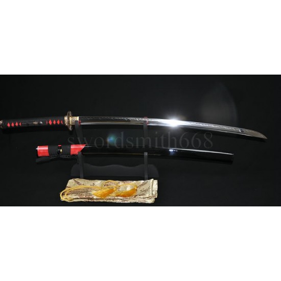 Japanese Samurai Sword KATANA Unokubi-Zukuri Full Tang Clay tempered Blade Rayskin Sheath