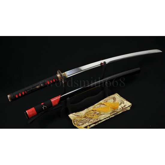 Japanese Samurai Sword KATANA Unokubi-Zukuri Full Tang Clay tempered Blade Rayskin Sheath