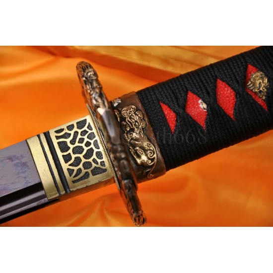 SAKABATO (REVERSE-EDGED SWORD) Damascus Steel Oil Quenched Full Tang Blade Japanese Samurai Sword