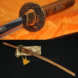 Japanese Samurai Dragon Sword KATANA Unokubi-Zukuri Shape Full Tang Clay Tempered Blade