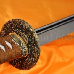 Japanese Samurai Dragon Sword KATANA Unokubi-Zukuri Shape Full Tang Clay Tempered Blade