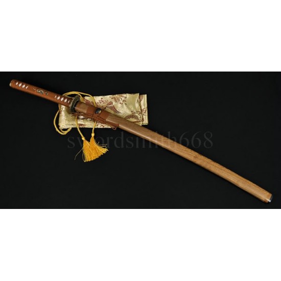 Japanese Samurai Dragon Sword KATANA Unokubi-Zukuri Shape Full Tang Clay Tempered Blade