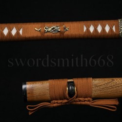 Japanese Samurai Dragon Sword KATANA Unokubi-Zukuri Shape Full Tang Clay Tempered Blade