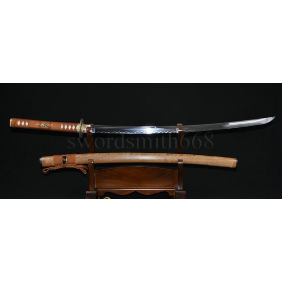 Japanese Samurai Dragon Sword KATANA Unokubi-Zukuri Shape Full Tang Clay Tempered Blade