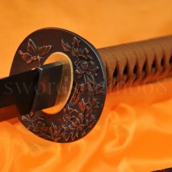 41" JAPANESE SAMURAI KATANA SWORD Black&Red Folded Steel Oil Quenched Full Tang Blade 