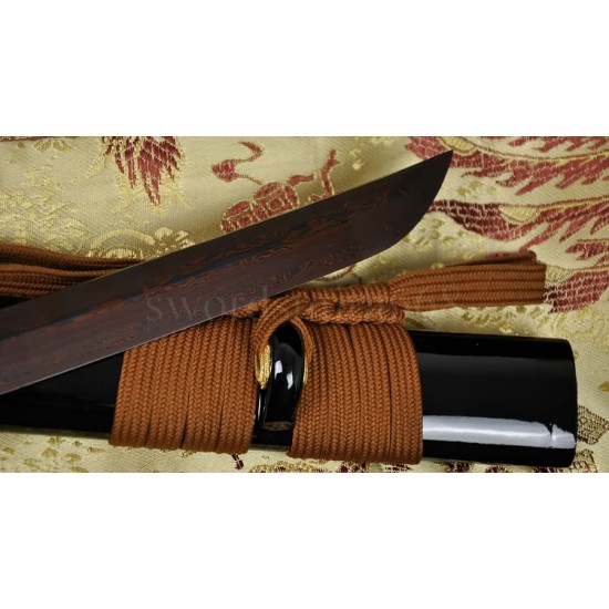 41" JAPANESE SAMURAI KATANA SWORD Black&Red Folded Steel Oil Quenched Full Tang Blade 