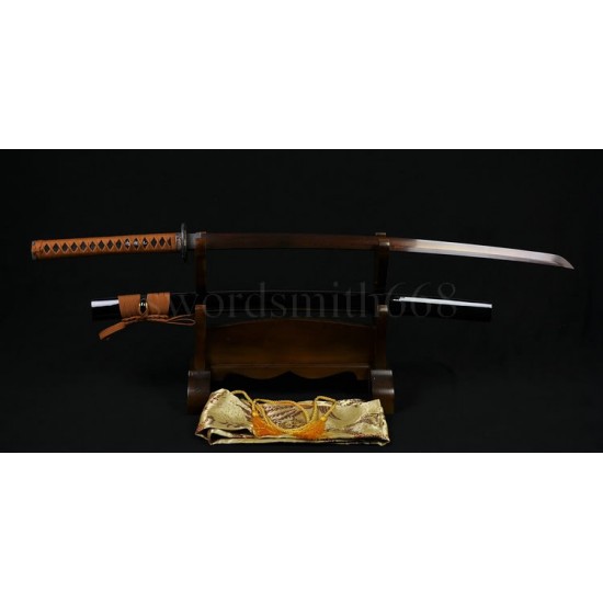 41" JAPANESE SAMURAI KATANA SWORD Black&Red Folded Steel Oil Quenched Full Tang Blade 