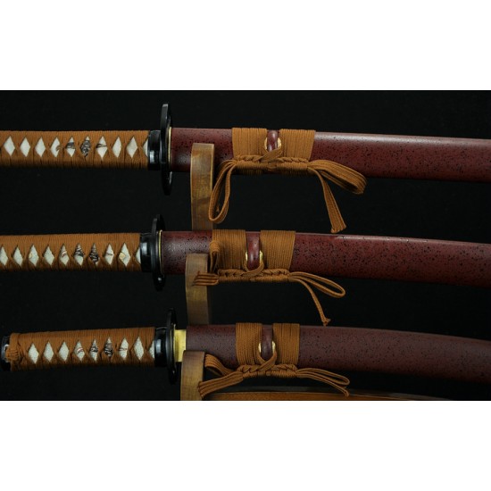 High Quality Japanese Sword Set KATANA+WAKIZASHI+TANTO High Caron Steel Oil Quenched Full Tang Blade